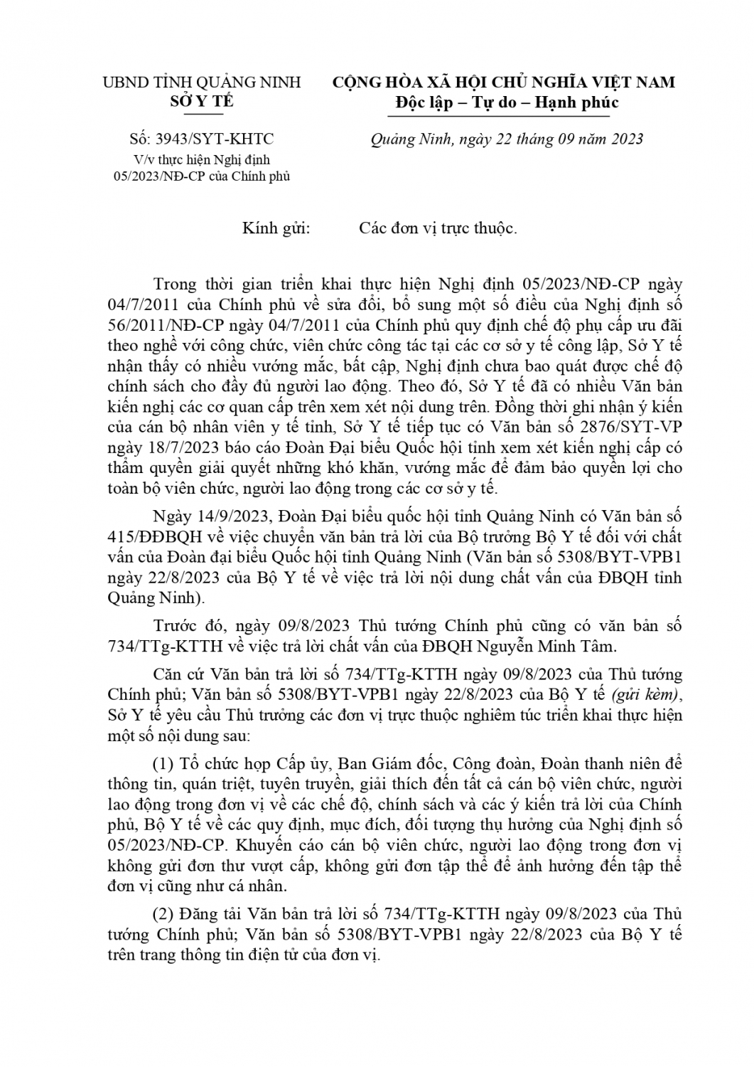 3943 trien khai cho cac don vi sau y kien cua quoc hoi signed page 0001