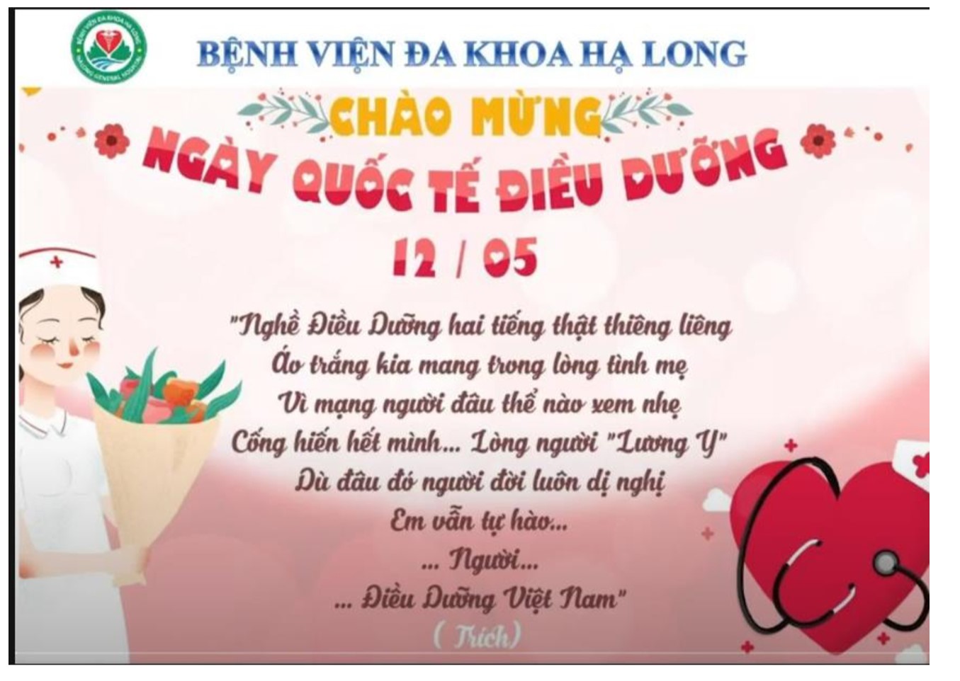 CHÀO MỪNG NGÀY QUỐC TẾ ĐIỀU DƯỠNG 12/05