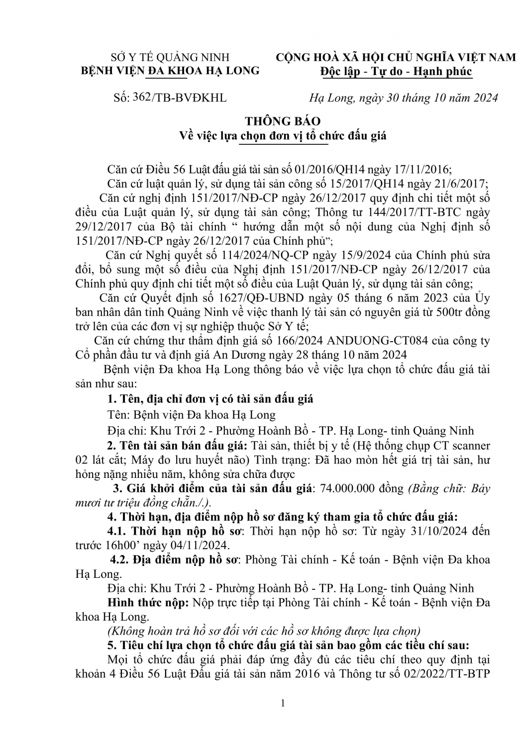 9 1thong bao lua chon don vi to chuc dau gia may ct dlhn 10 2024 dung signed hinh anh 0