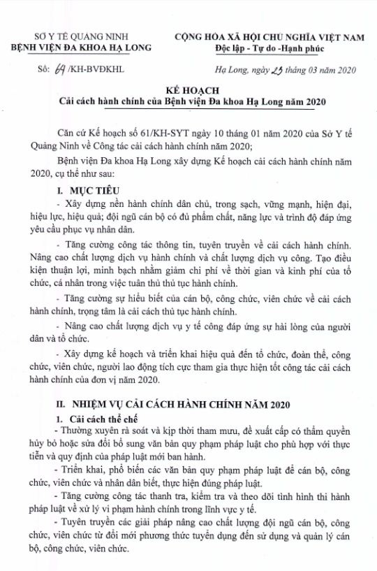 Kế hoạch cải cách thủ tục hành chính